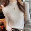 Autumn and winter new simple knitted sweater bottoming top women's versatile slim-fitting and thin semi-turtleneck pullover sweater inner