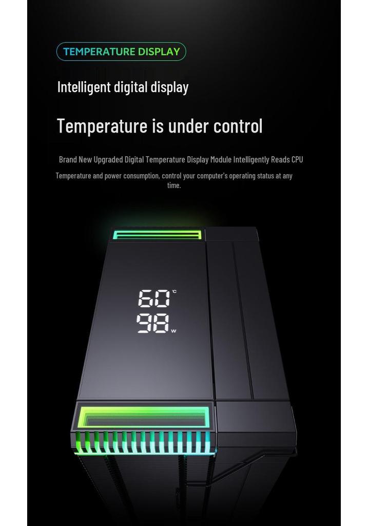 SNOWMAN Ice Man MT6 CPU Cooler: Single Tower with 6 Heat Pipes, Digital Display, ARGB Air Cooling, Compatible with AM5/1700 Platforms.