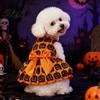 Dog Dress With Bow Halloween Pet Dress Pumpkin Ghost Bat Print Sleeveless Costume for Hair-free Clothing Small Medium Dogs Cute Outfit Festival