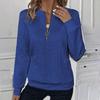 Women's Half Zip Long Sleeve Sweatshirt Loose Fit Casual Knit Pullover Top