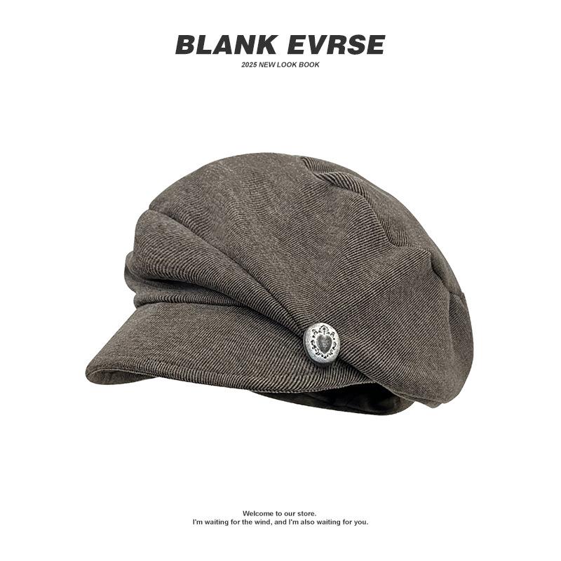Japanese pleated silver label loose beret children autumn Sichuan West travel breathable octagonal hat casual versatile painter hat