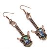 Abalone Shell 999 Copper Wire Wrapped Earrings, Handmade Gemstone Earrings Jewelry, Gifts For Wife Brand New Earrings
