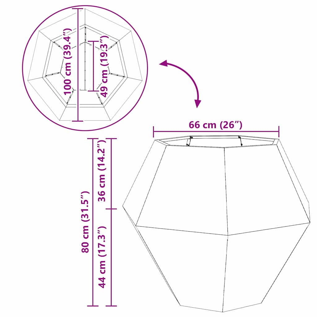 Planter White 100 X 100 X 80 Cm Steel