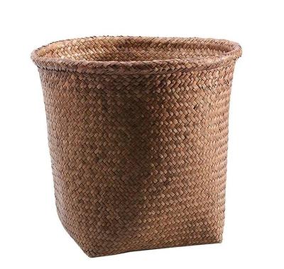 Trash Can Woven Waste Wastebasket Garbage Rattan Bedroom Bathroom Straw Kitchen Small Rubbish Cans Giant Clear Storage Bags