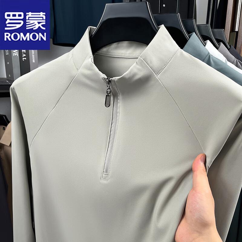 ROMON Men's Long-Sleeve Casual Polo Shirt