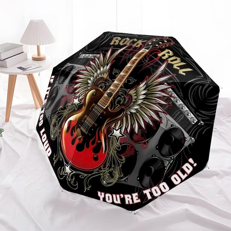 1PC Rock n' Roll Umbrella Portable Folding Umbrella Iron Frame Hole Bone Structure Outdoor Home Umbrella A16