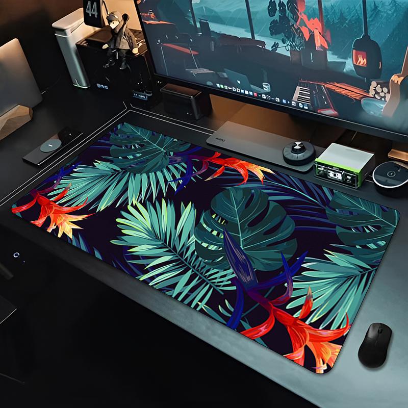Green Tropical Plants Desk Mat Mousepad Computer Deskmat 300x800 Mouse Pad Kawaii Office Accessories Pc Table Rug Xxl Mouse Mats