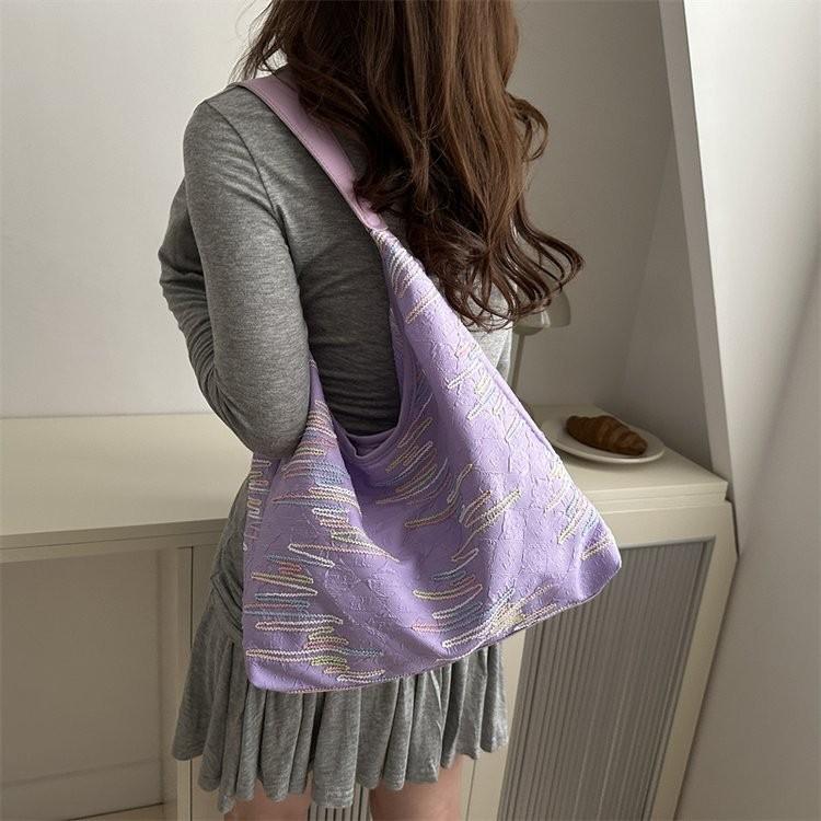 Schicke Bunte Gestreifte Canvas Umhängetasche Für Damen Perfekt Für Den Alltags-Look