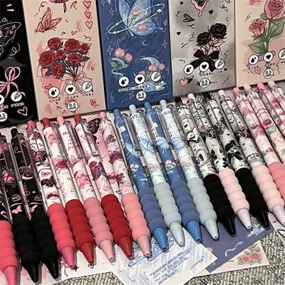 4 Stück Kawaii Schmetterling Gelstift Schwarze Tinte St Nib Schreiben Glatter Soft Grip Schwamm Stift Schulbürozubehör Schreibwaren