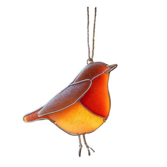 Sea Glass Bird Ornaments Handmade Ocean Style Hummingbird Bluebird Hanging Decoration Sea Glass Art Keepsake for Coastal Xmas Tree Decor