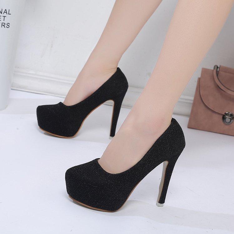 Heel sexy single shoes summer and autumn new round head thin heel women's shoes nightclub women's shoes waterproof table high heel princess wedding