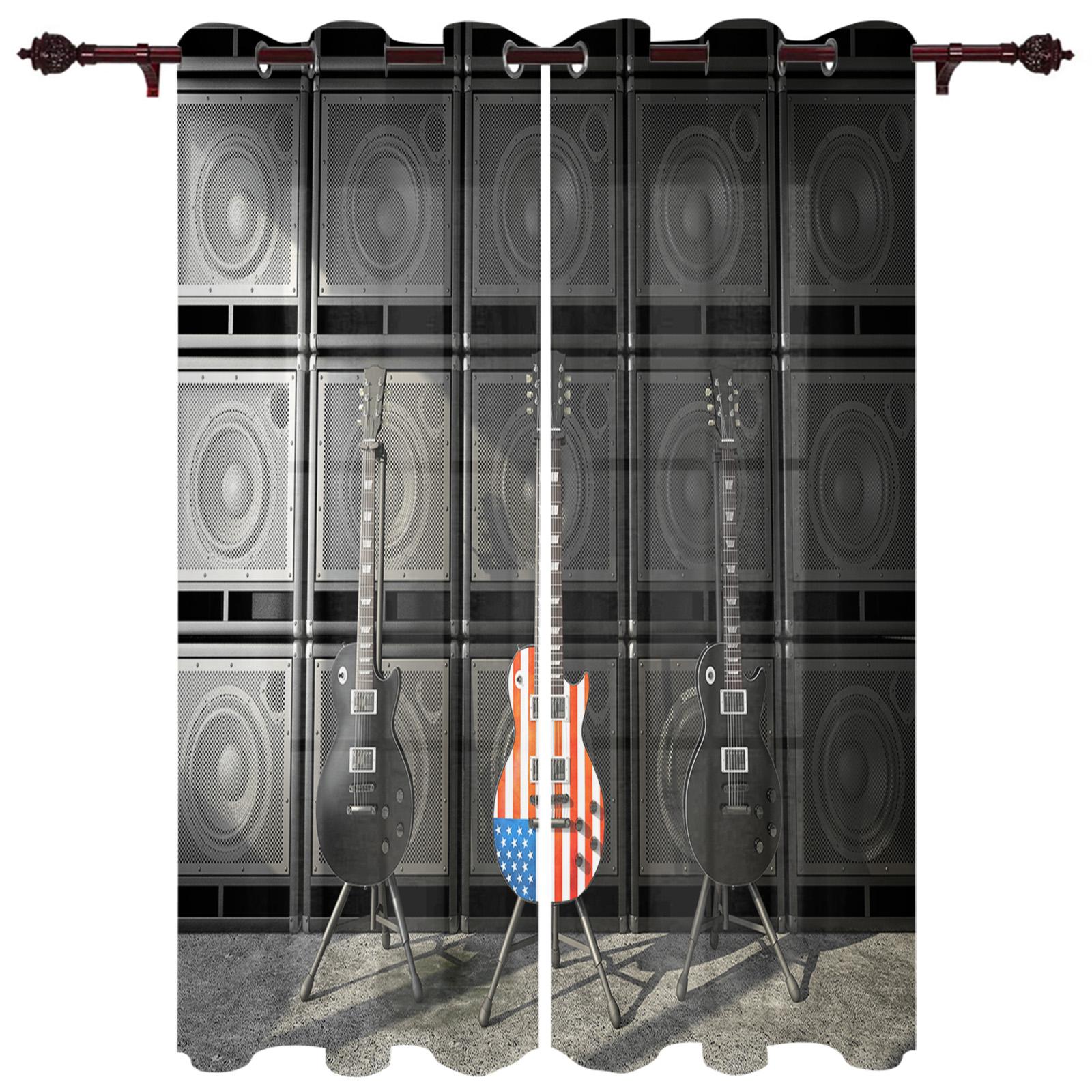 

Livingroom Space Bedroom Window Treatments Home Cooking Room Draperies for Musical Stage Design Speaker Design Electric Guitar Windows Draperies W50xH130(CM)x2pcs&Grommet Top