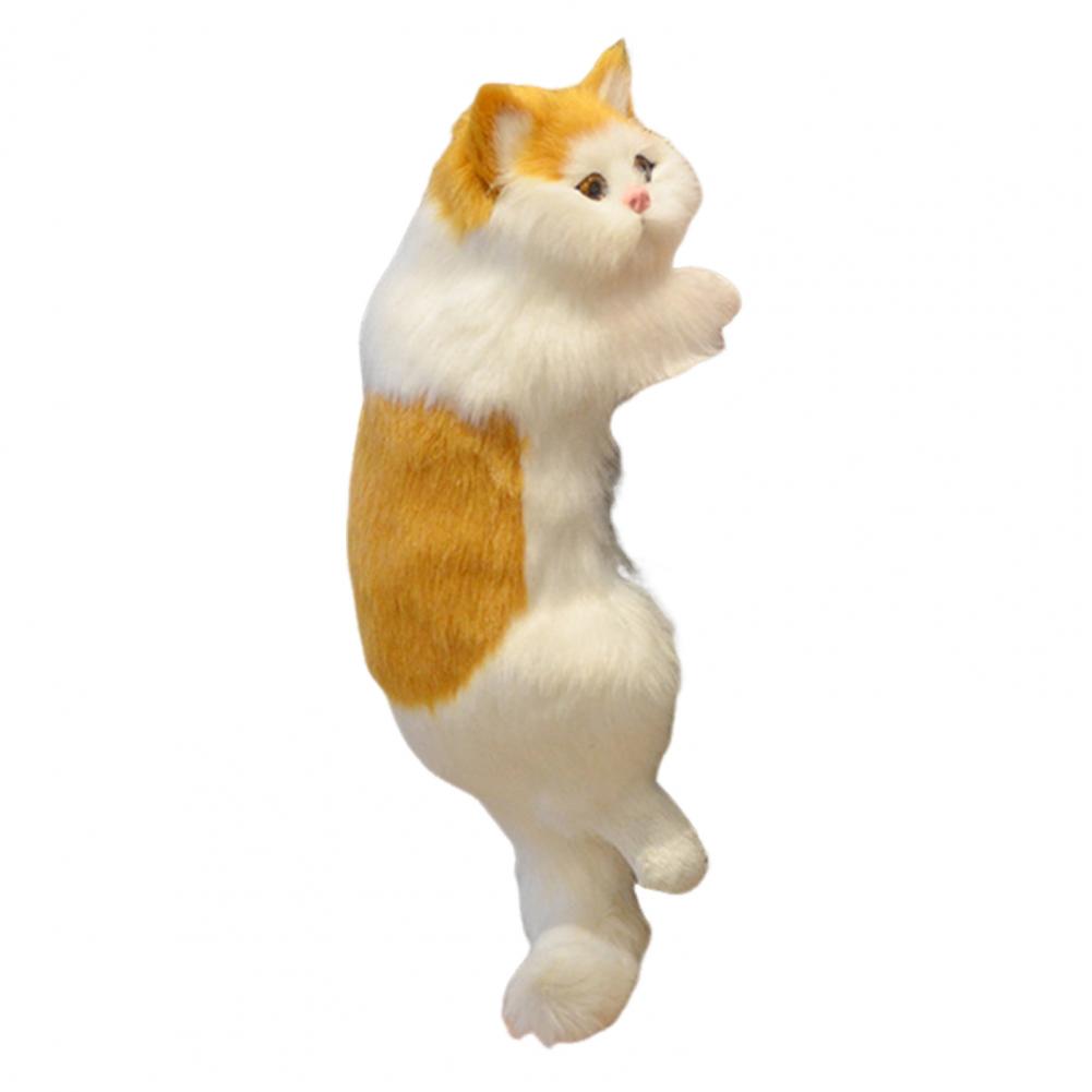 Soft Touch Cat Ornament Realistic Furry Cat Ornament Plush Kitten Figurine Fluffy Hanging Decoration Home Tv Shelf Display