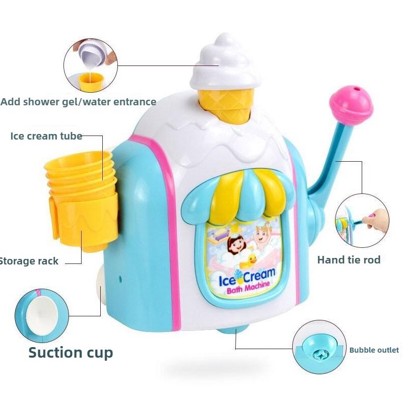New Ice Cream Foam Machine Car Bath Toys Toddler Ice Cream Maker Bubble Foam Play Machine Powerful Suction Delicate supplies