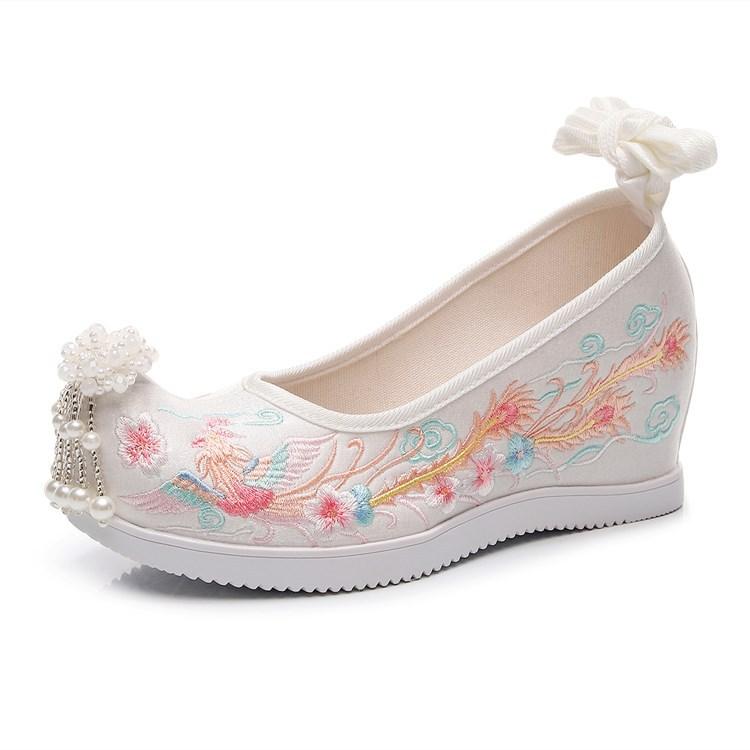 Fashion 6-CMOriental Elegance Beaded - Tassel Embroidered Raise Your Head Wedges | Hanfu - Friendly Classical - Style Shoes