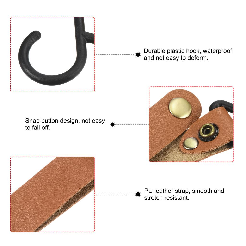 1/2/4pcs Outdoor Camping Triangle S-shaped Hook PU Leather Hook Wind Rope Keychain S Hook Tent PU Clothesline Hook Camping Hook