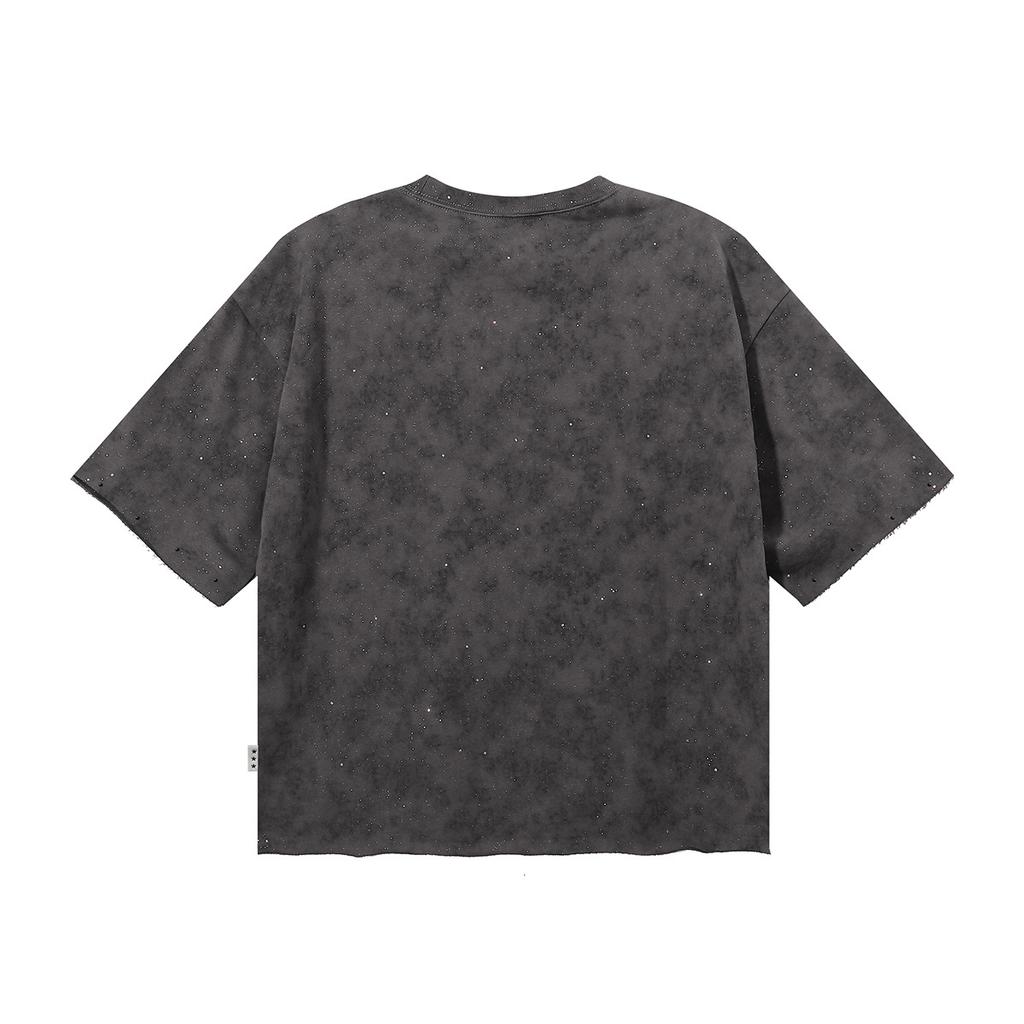 T-shirt Oversize Estiva da Uomo 2026, Stampa Gemella Bandito Gesù Gotica Street Manica Corta con Strass Lettera Santa