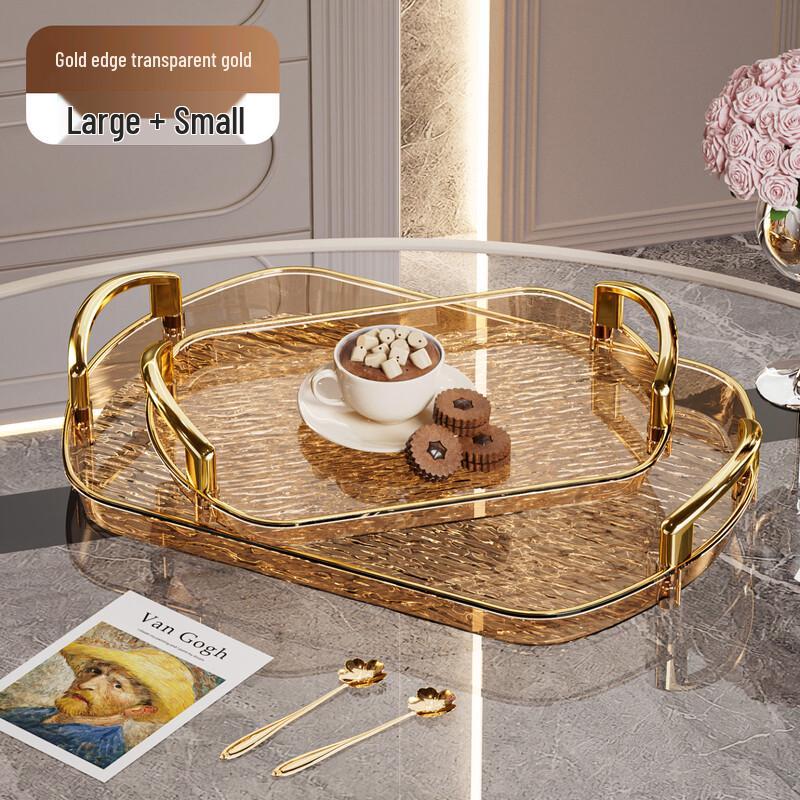 HA Light Luxury Plastic Serving Tray with Handles