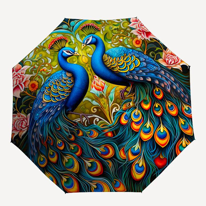 

1pc peacock flowers Pattern Umbrella Automatic Opening and Closing Umbrella, High quality Umbrella, Ideal Gift for Her 222
