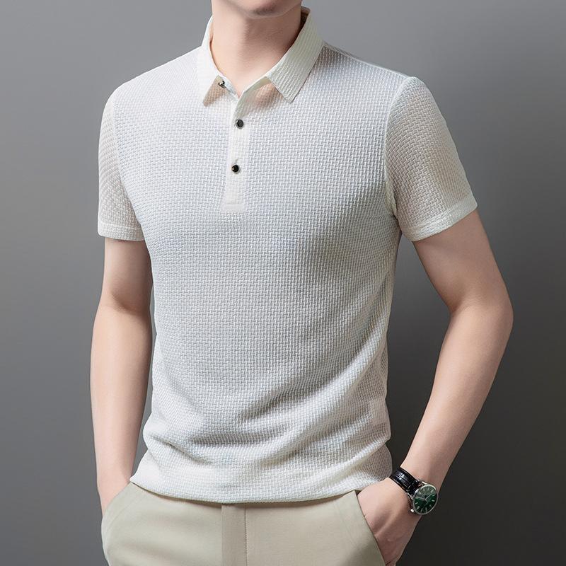 

Men s Slim Fit Ice Silk Polo Shirt - Summer Fashion, Breathable, Casual Short Sleeve, Solid Color XXL