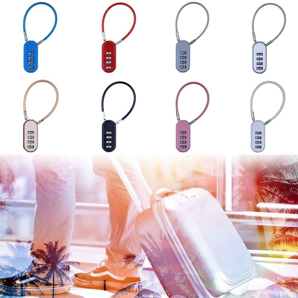Zinc alloy 4 Digit Password Lock Anti-theft Padlock Dormitory Cabinet Lock Wire Rope Security Coded Lock for Home&Travel