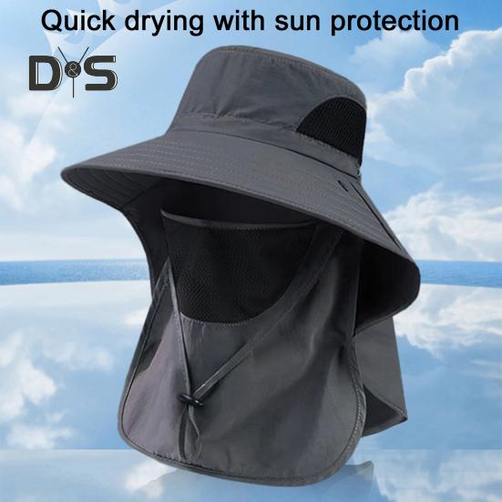 Wide Brim Bucket Hat UPF 50+ UV Protection Sun Hat Summer Outdoor Fishing Visor Hat with Neck Flap And Face Guard for Camping Hiking Gardening