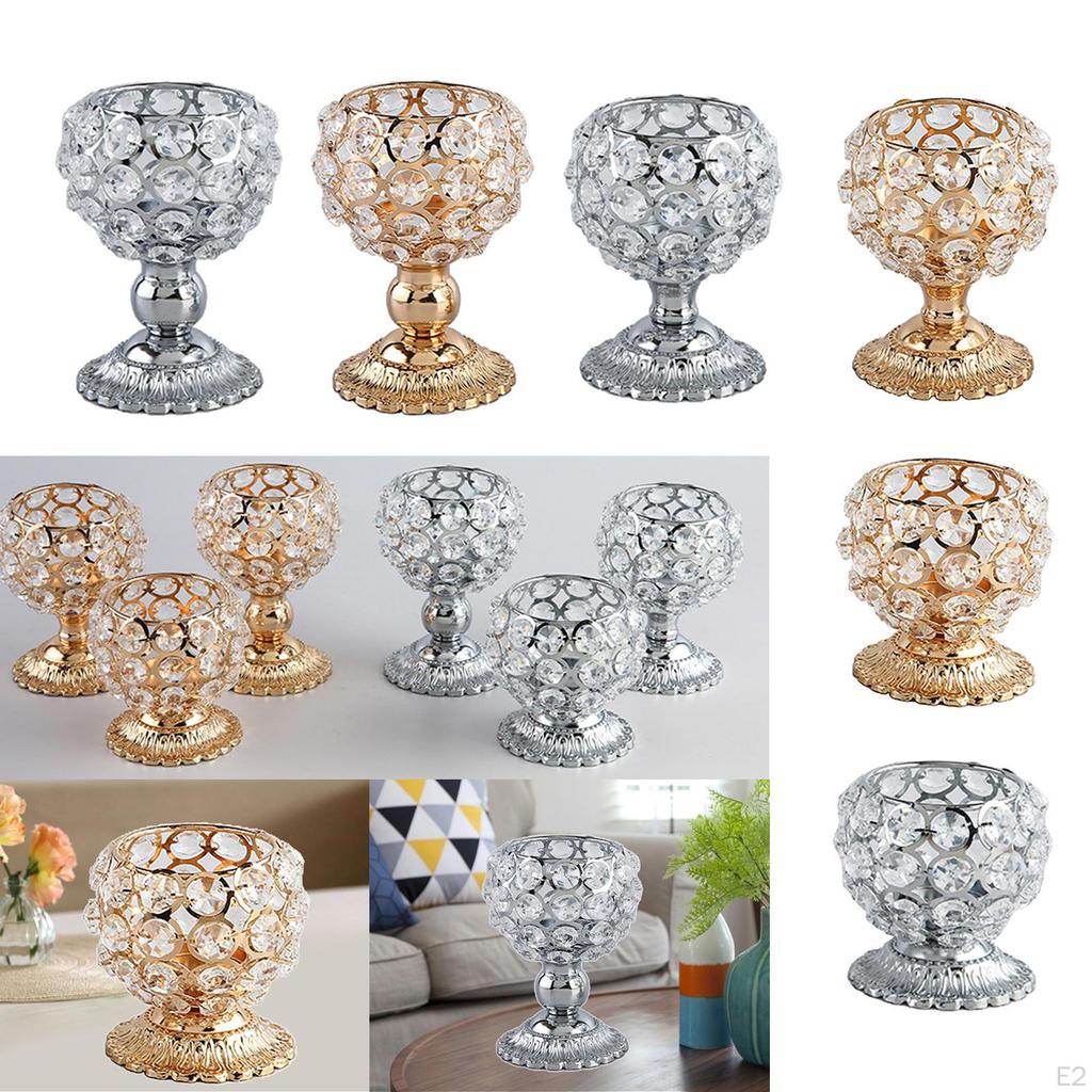 Crystal Bowl Tealight Candle Holder Stand Candlestick Table Centerpiece Ornaments Candelabra for