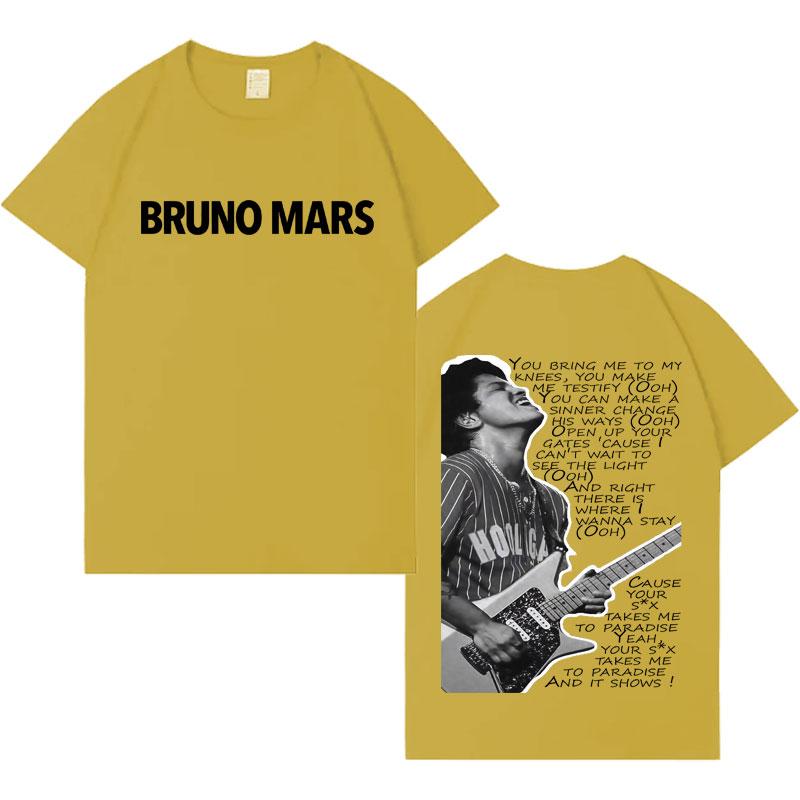 

Rapper Bruno Mars Trendy Double Sided Graphics Tshirts Mens Womens Casual Short Sleeve Tshirt Popular Crewneck Street Clothing 4XL