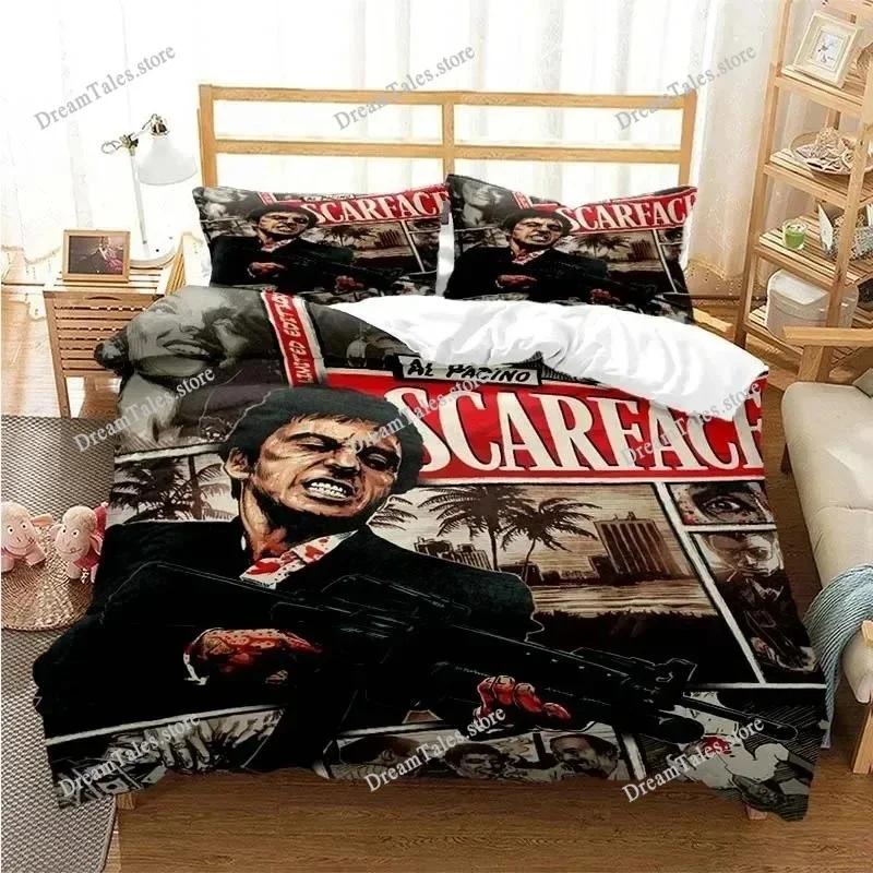 3D Print Tony Montana Scarfaces Bedding Set Duvet Cover Bed Set Quilt Cover Pillowcase Comforter King Queen Size Boys Adult741