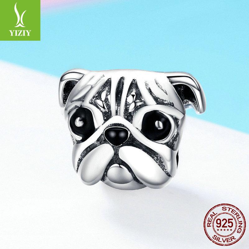 New S925 Sterling Silver Puppy Diy Animal Loose Beads Bracelet Jewelry Accessories Scc834