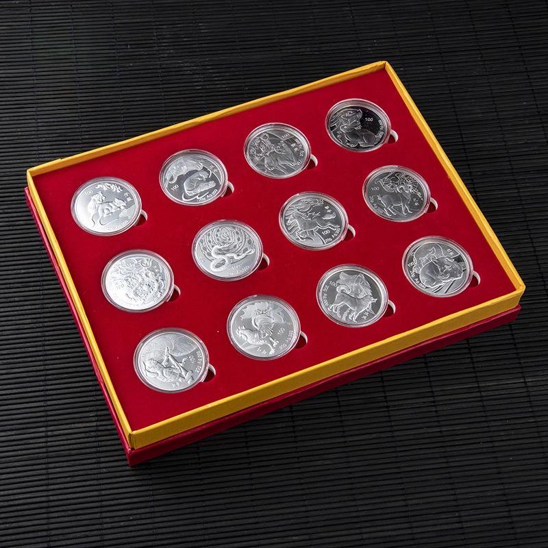 

Lucky and Safe Twelve Zodiac Commemorative Coin Box, Twelve Zodiac Commemorative Medals, Gold Coin Treasures Collection, Commemorative Coins Alloy silver plating
