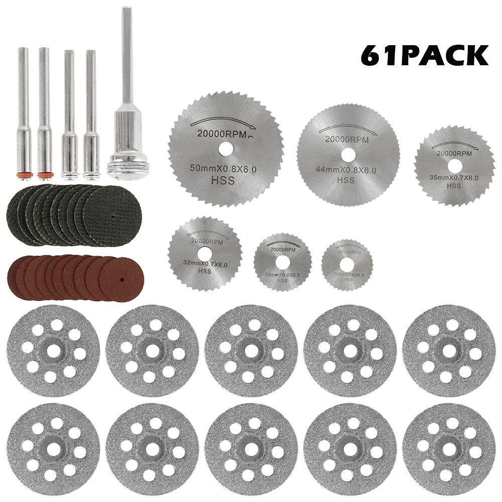 

61Pcs Cutting Wheel Discs Set for Metal Wood Plastic HSS Diamond Universal Cutting Circular Saw Blades Rotary Tool Accessories
