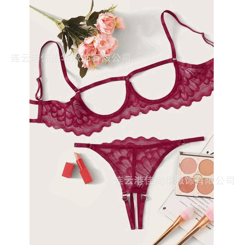 Sexy flirtare piacere sessuale desiderio puro Tuta in pizzo sottile europea e americana biancheria intima reggiseno traspirante mutandine francesi