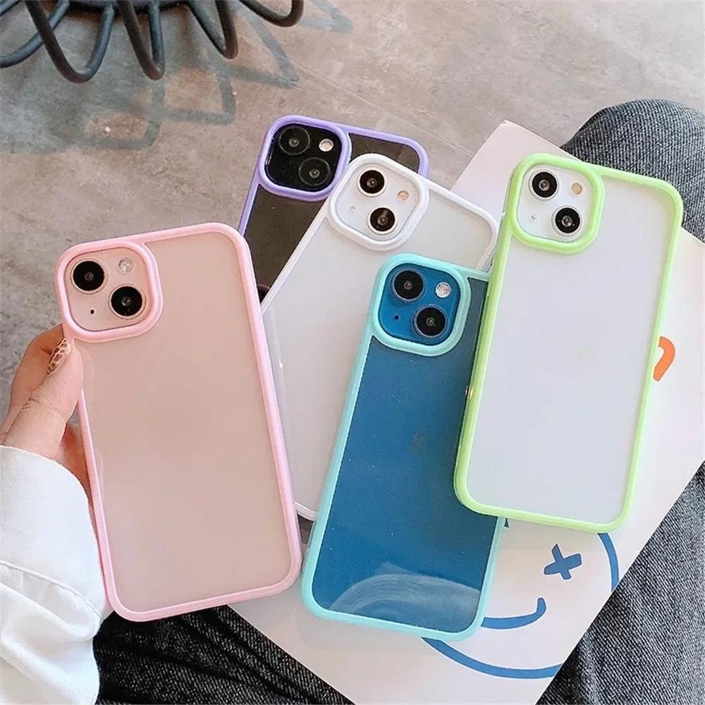 Luxury Clear Candy Color Phone Case For iPhone 17 16 15 14 13 12 11 Pro Max Plus 16E Shockproof Bumper Protective Cases Cover