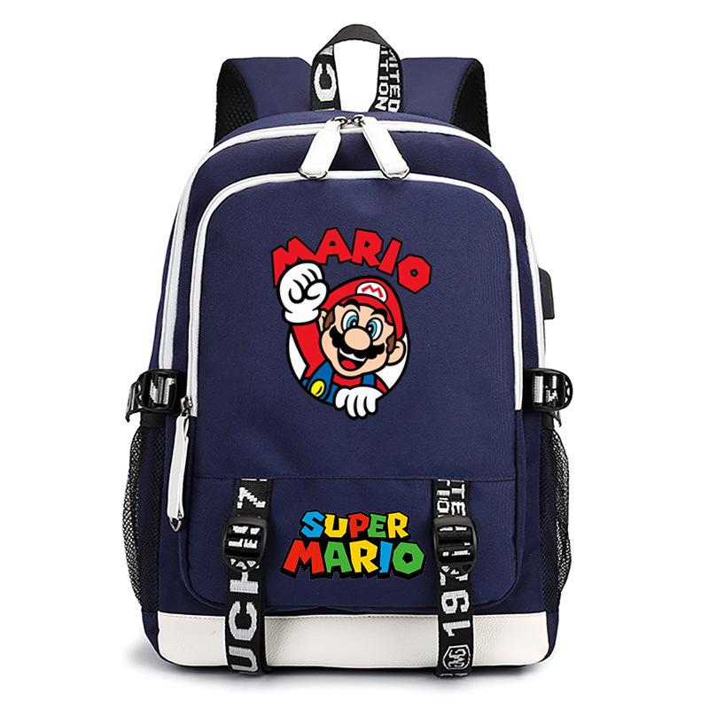 Mario Printed Usb Backpack Outdoor Male And Female Animation Casual School Bag