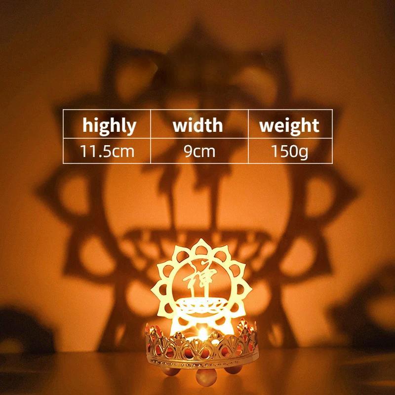 1 Pcs Hollow Out Flower Candle Stand Lotus Buddha Lamp Base Ornaments Metal Light and Shadow Art