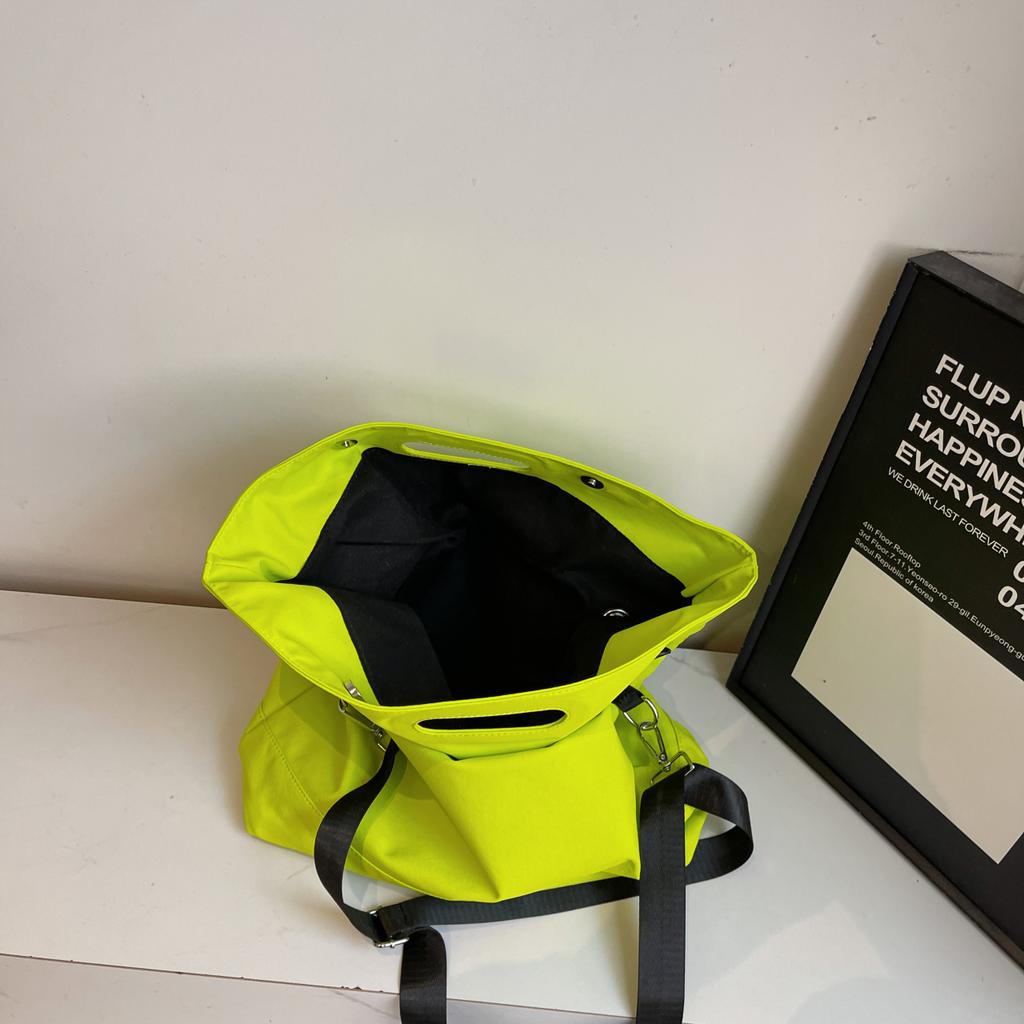 Large Capacity Nylon Shoulder Bags Women Fluorescent Green Casual Totes Korea Cloth Packages Classic Vintage Handbags