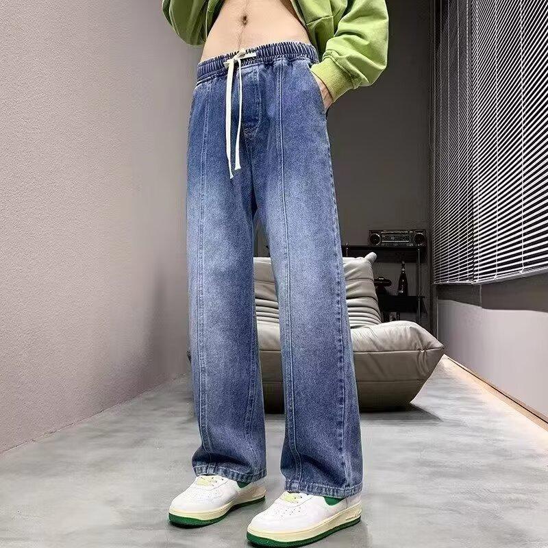 Micro-pull Jeans Men's Gradual Change Casual Straight Slim Trousers Spring and Summer American High Street Trend Versatile Pants Men