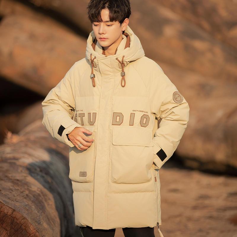 

Мужская зимняя куртка-пуховик средней длины с надписью «Letter», теплая и толстая зимняя куртка с капюшоном 4XL хаки