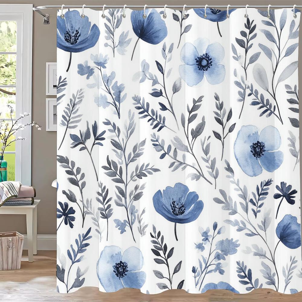2D Flat, 2D Flat, 2D Flat Shower Curtain 1pc, Fashionable Black Marble Pattern Curtain, High-End Elegant Bathroom Curtain, Multi