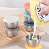 6pcs 304 Stainless Steel Sauce Cup with Lid, Reusable Sauce Container with Leak Proof Plastic Lid, Barbecue Salad Seasoning Cup