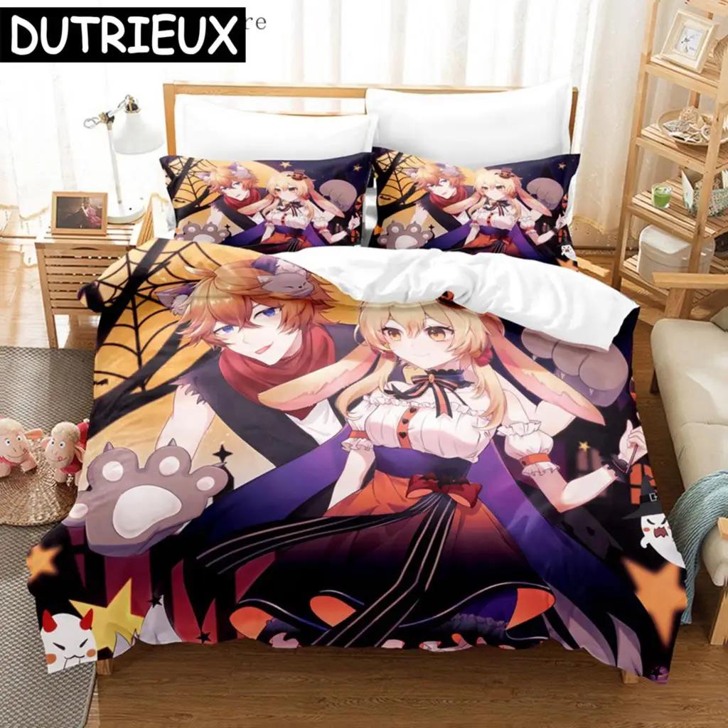 Anime Genshin Impact Lumine Duvet Cover Cartoon Girl Bedding Sets Twin Double Bed Set For Home Textiles