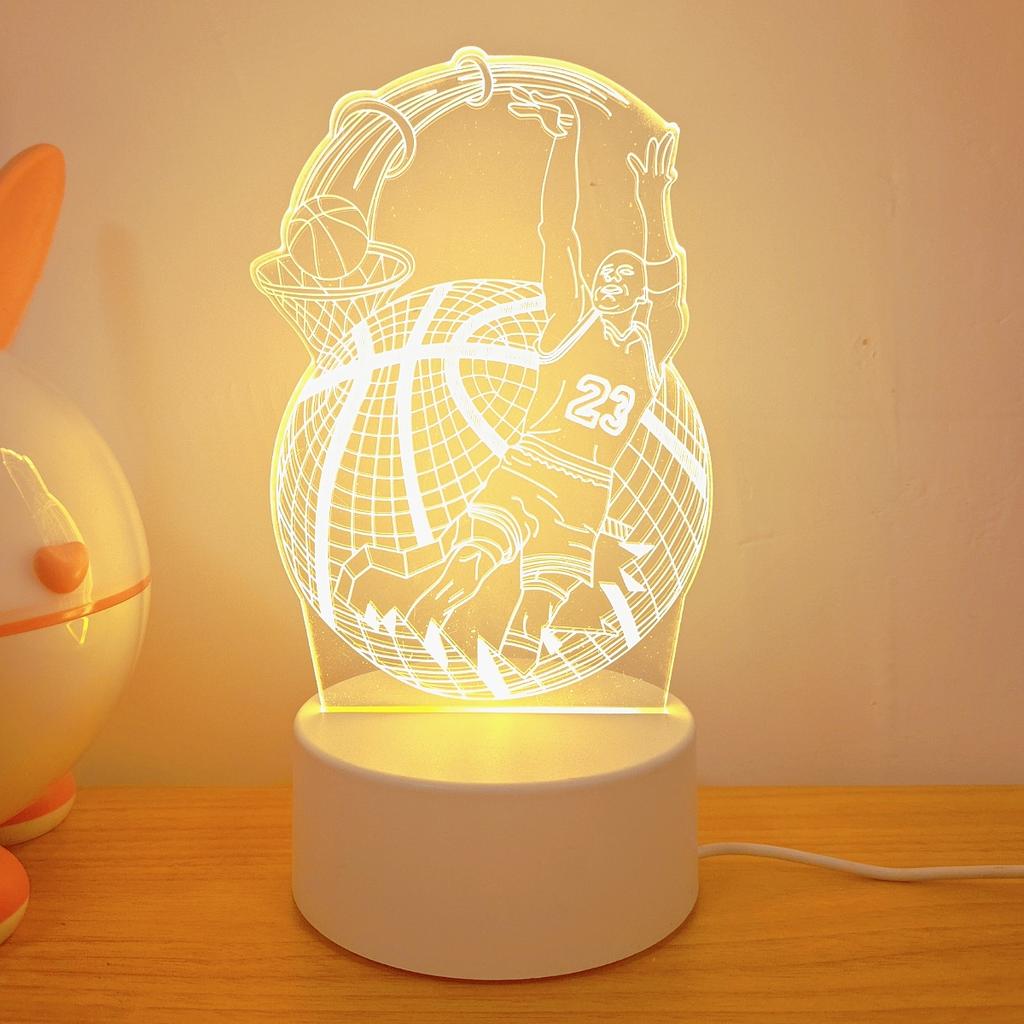 Creative 3D Night Light Basketball Sports Design, USB Ambient Bedside Lamp, Art Decoration, Bedroom Decoration