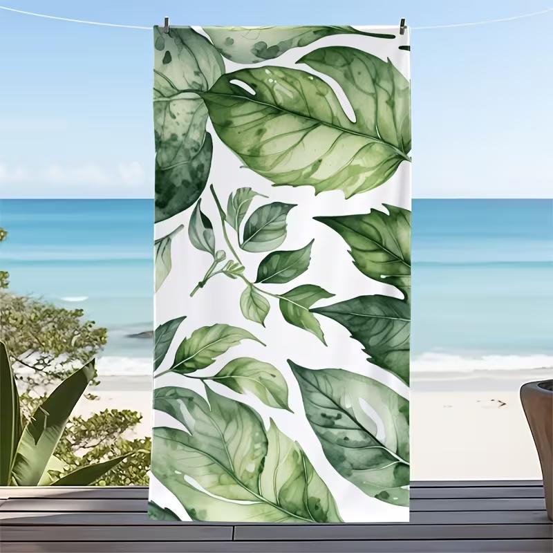 Bohemian Vibrant Tropical Monstera Floral Print Beach Towel Quick Dry Sand-Free Absorbent Beach Blanket for Summer Travel