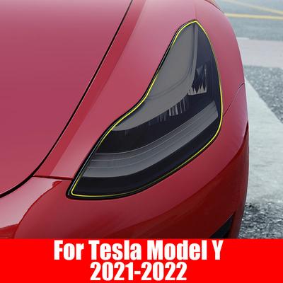 Front Headlamp Car Styling Sticker For Tesla Model Y  2022 Headlamps TPU Smoked Black Headlights Protector Film