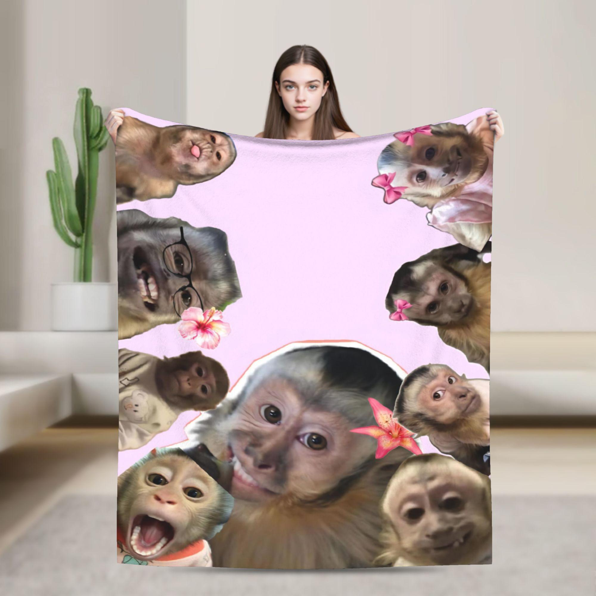 

Super Soft Funny Monkey Cartoon Throw Blanket Premium Fleece Flannel Lightweight Bed Blanket Cozy Warm Blankets All Season Use 100x150cm