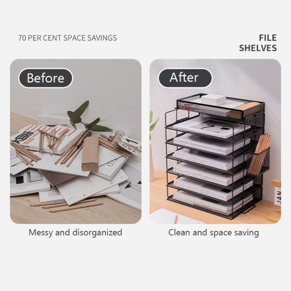 Stackable File Shelves Detachable File Storage Tray Shelf Multi-Tier Document Holder  Office