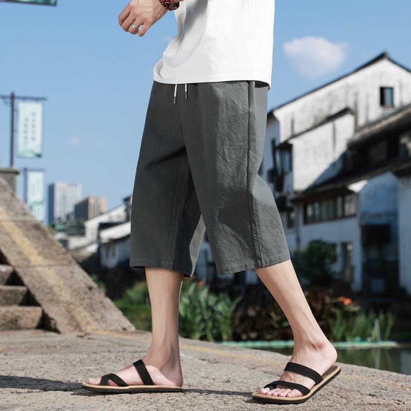Summer Casual Linen Short Pants New Cotton Straight Mens Lightweight Shorts Large Solid Color Gym Fifth Beach Short Pants