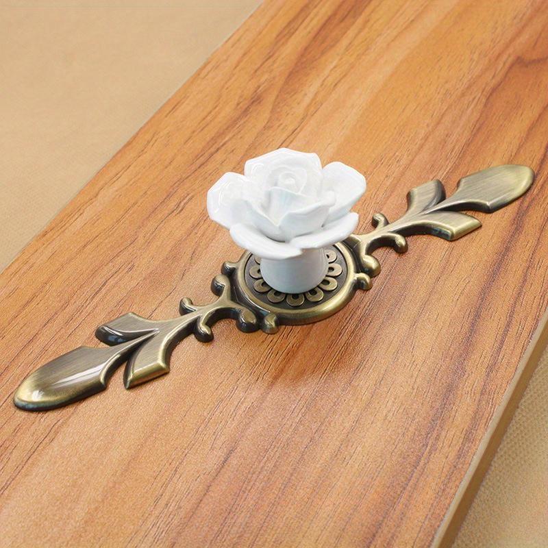1pc Large Ceramic Antique Copper Rose Single Hole Handles Hand Kneaded Bronze White Cabinet Closet European Pumpkin Pulls