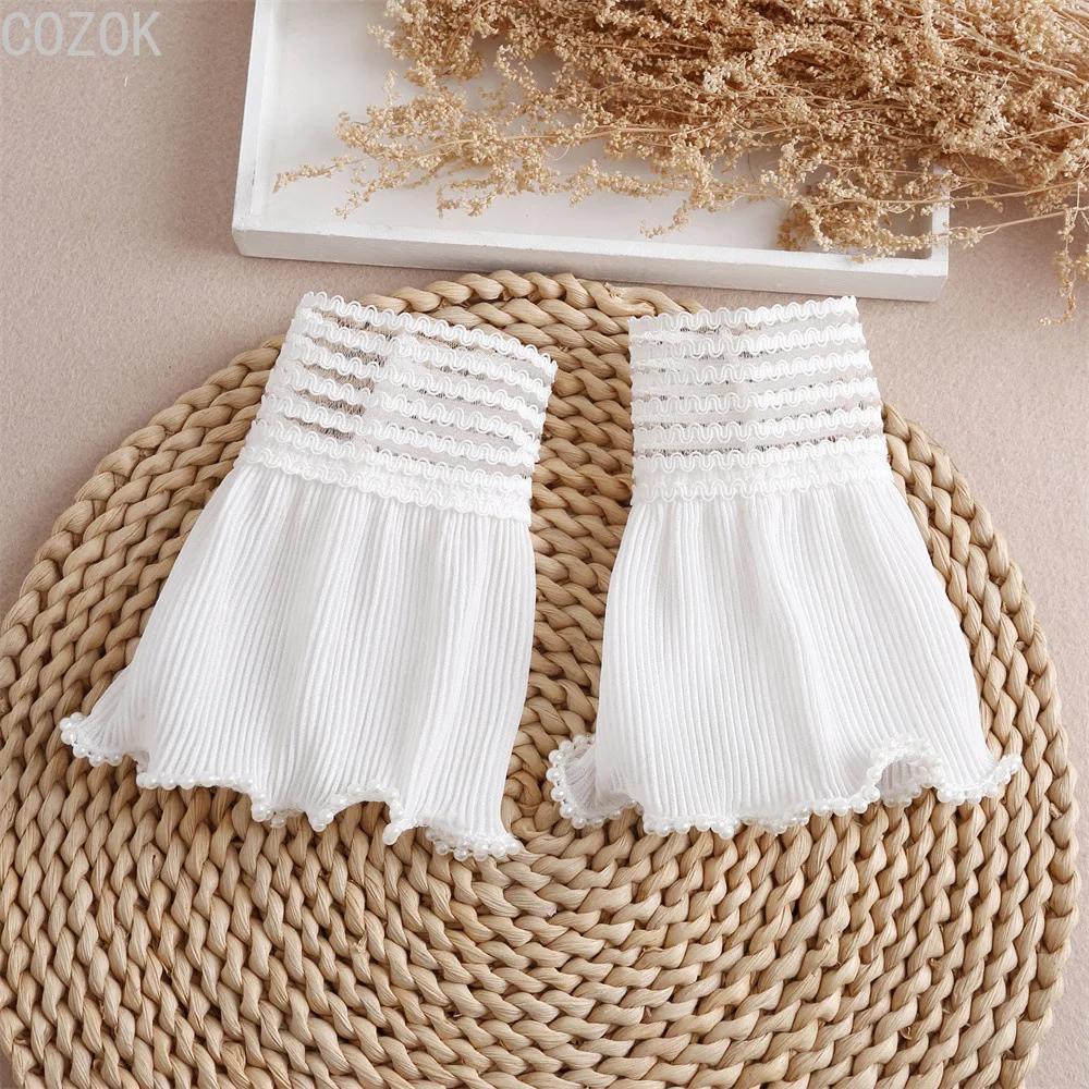 Cross-border Pleated Mesh Lace Sleeves Women's Decorative Cuffs Replacement Fake Sleeves